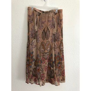 Soft Surroundings Floral Maxi Skirt Boho Long Skirt Brown Size Medium Petite